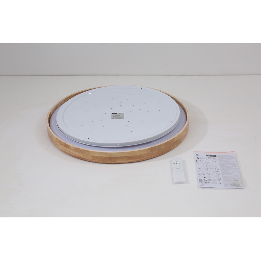 Brilagi - WOODROUND LED Dimmable Ceiling Light LED/40W/230V 3000-6000K dia. 60 cm Wood CRI 90 + Remote Control
