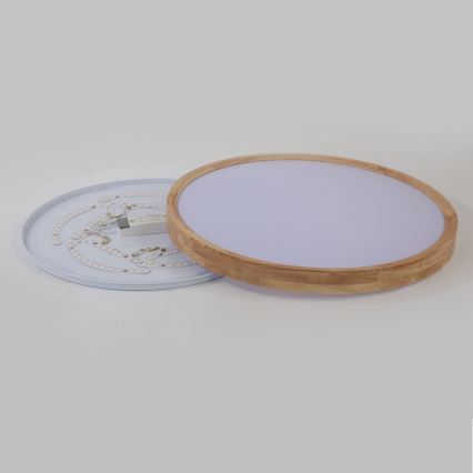 Brilagi - WOODROUND LED Ceiling Light, 40W, 230V, 3000/4000/6000K, Ø 60 cm, Wood, CRI 90