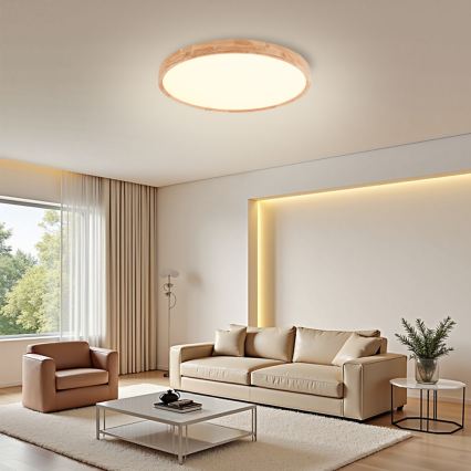 Brilagi - WOODROUND LED Ceiling Light LED/40W/230V 3000/4000/6000K Ø60 cm Wood CRI 90