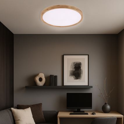 Brilagi - WOODROUND LED Ceiling Light LED/40W/230V 3000/4000/6000K Ø60 cm Wood CRI 90