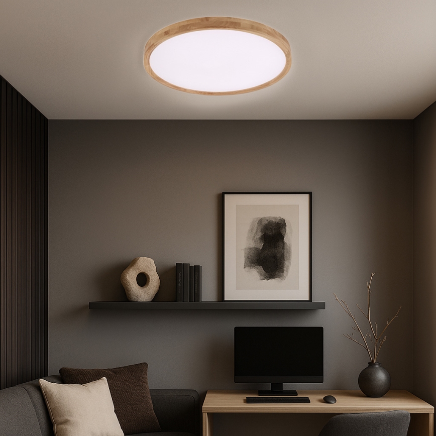 Brilagi - WOODROUND LED Ceiling Light LED/40W/230V 3000/4000/6000K Ø60 cm Wood CRI 90