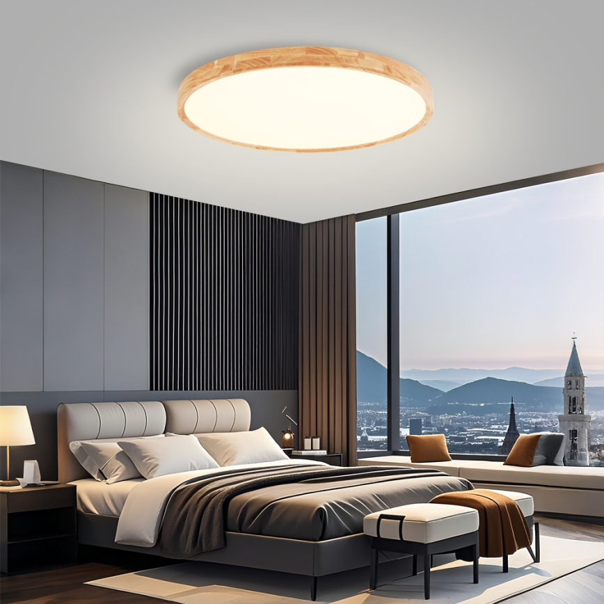 Brilagi - WOODROUND LED Ceiling Light LED/70W/230V 3000/4000/6000K Ø 80 cm Wood CRI 90