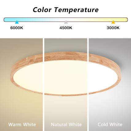 Brilagi - WOODROUND LED Ceiling Light LED/70W/230V 3000/4000/6000K Ø 80 cm Wood CRI 90