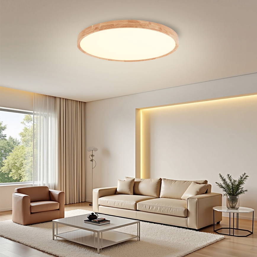 Brilagi - WOODROUND LED Ceiling Light LED/70W/230V 3000/4000/6000K Ø 80 cm Wood CRI 90