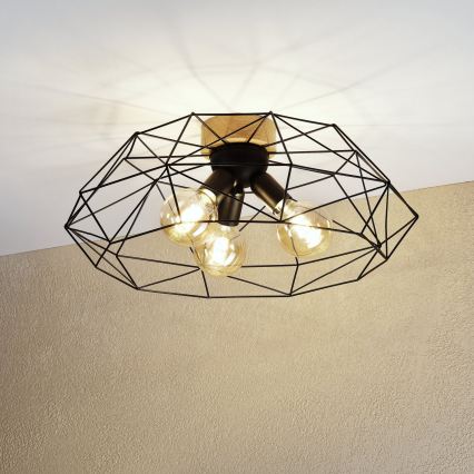 Brilagi - WOODY BASKET Ceiling Light 3xE27/60W/230V Ø 60 cm Oak