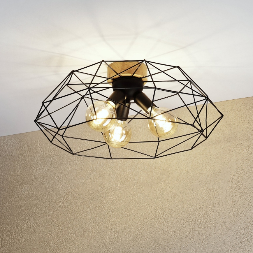 Brilagi - WOODY BASKET Ceiling Light 3xE27/60W/230V Ø 60 cm Oak