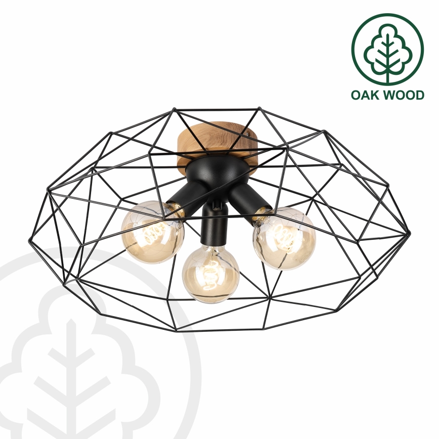 Brilagi - WOODY BASKET Ceiling Light 3xE27/60W/230V Ø 60 cm Oak