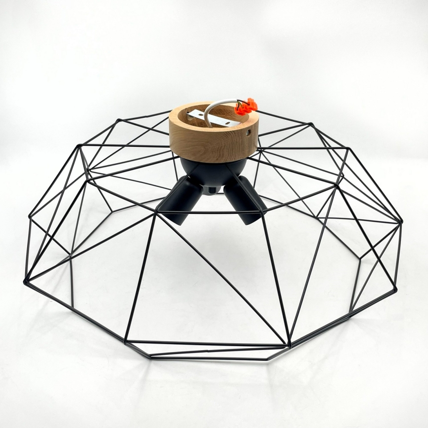 Brilagi - WOODY BASKET Ceiling Light 3xE27/60W/230V Ø 60 cm Oak