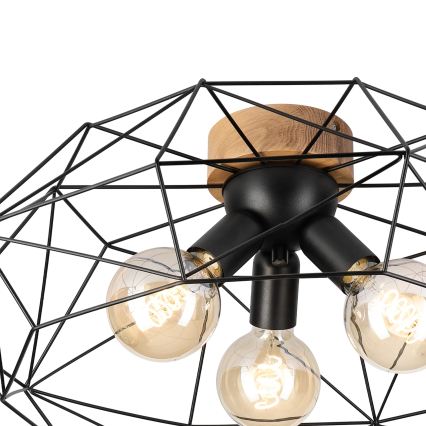 Brilagi - WOODY BASKET Ceiling Light 3xE27/60W/230V Ø 60 cm Oak