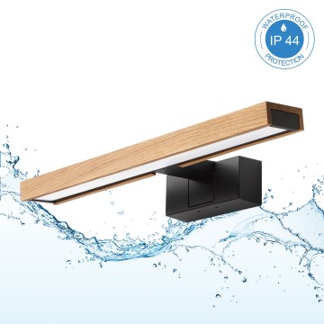 Brilagi - WOODY MIRROR 3-in-1 LED Bathroom Mirror Light 8W/230V IP44 Black/Oak