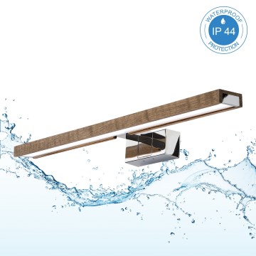 Brilagi - WOODY MIRROR 3-in-1 LED Bathroom Mirror Light LED/12W/230V 60 cm IP44 Glossy Chrome/Oak Walnut