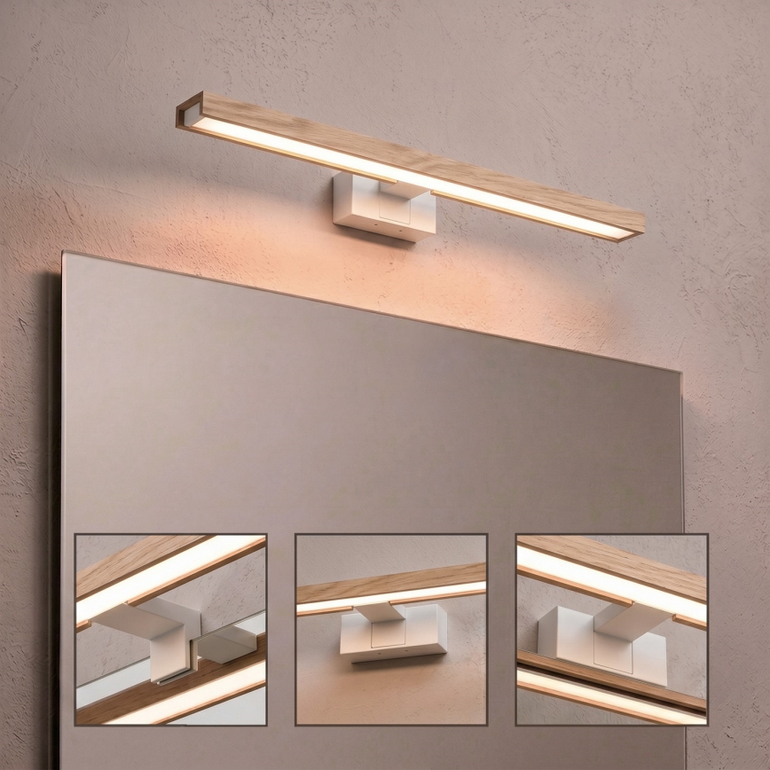 Brilagi - WOODY MIRROR 3-in-1 LED Bathroom Mirror Light LED/12W/230V 60 cm IP44 White/Oak