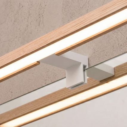 Brilagi - WOODY MIRROR 3-in-1 LED Bathroom Mirror Light LED/12W/230V 60 cm IP44 White/Oak