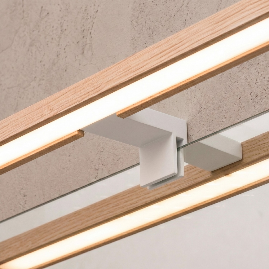 Brilagi - WOODY MIRROR 3-in-1 LED Bathroom Mirror Light LED/12W/230V 60 cm IP44 White/Oak