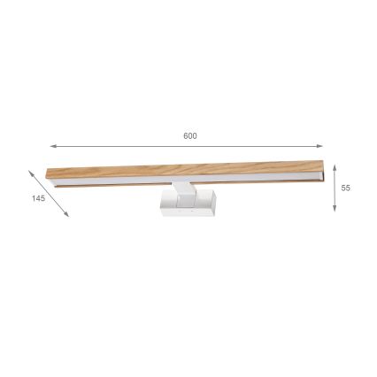 Brilagi - WOODY MIRROR 3-in-1 LED Bathroom Mirror Light LED/12W/230V 60 cm IP44 White/Oak