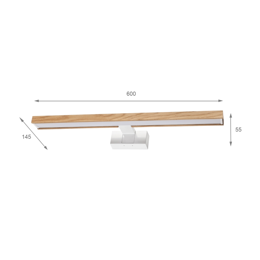 Brilagi - WOODY MIRROR 3-in-1 LED Bathroom Mirror Light LED/12W/230V 60 cm IP44 White/Oak