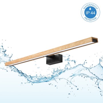 Brilagi - WOODY MIRROR 3-in-1 LED Bathroom Mirror Light LED/15W/230V 80 cm IP44 Black/Oak