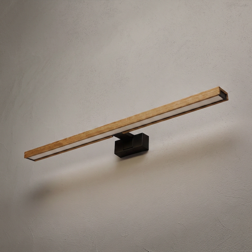 Brilagi - WOODY MIRROR 3-in-1 LED Bathroom Mirror Light LED/15W/230V 80 cm IP44 Black/Oak