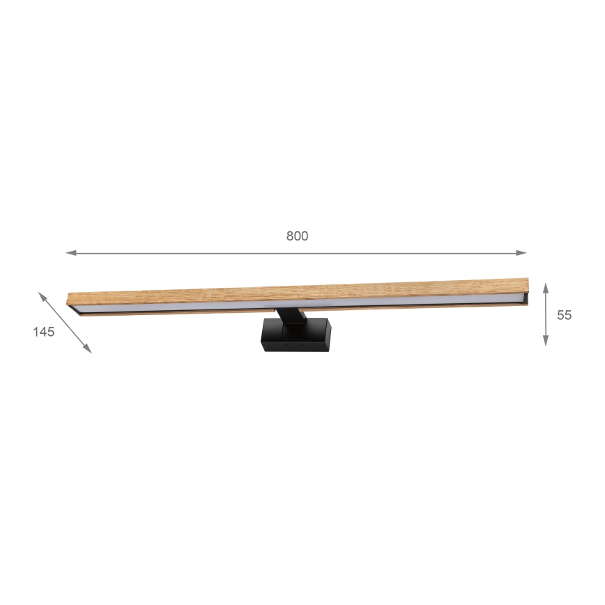 Brilagi - WOODY MIRROR 3-in-1 LED Bathroom Mirror Light LED/15W/230V 80 cm IP44 Black/Oak