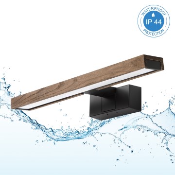 Brilagi - WOODY MIRROR 3-in-1 LED Bathroom Mirror Light LED/8W/230V 40 cm IP44 black/oak walnut