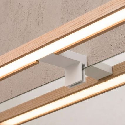 Brilagi - WOODY MIRROR LED 3-in-1 Bathroom Mirror Light, 8W/230V, 40 cm, IP44, White/Oak