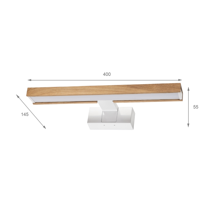 Brilagi - WOODY MIRROR LED 3-in-1 Bathroom Mirror Light, 8W/230V, 40 cm, IP44, White/Oak