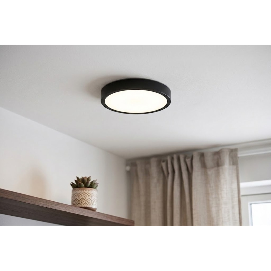BRILAGI - ZENNA LED Bathroom Ceiling Light with Sensor, 12 W/230 V, Ø25 cm, IP44, Black + Remote Control