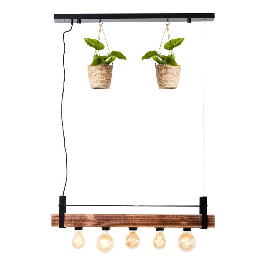 Brilliant - BANKWOOD cable pendant light 5xE27/28W/230V poplar