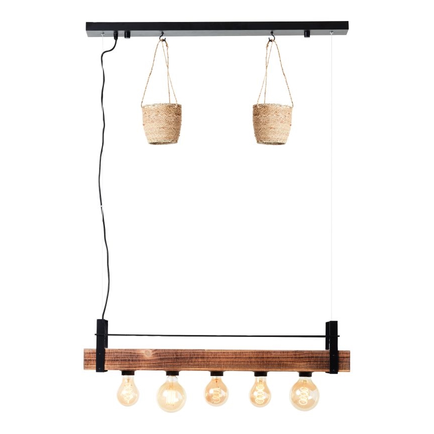 Brilliant - BANKWOOD cable pendant light 5xE27/28W/230V poplar
