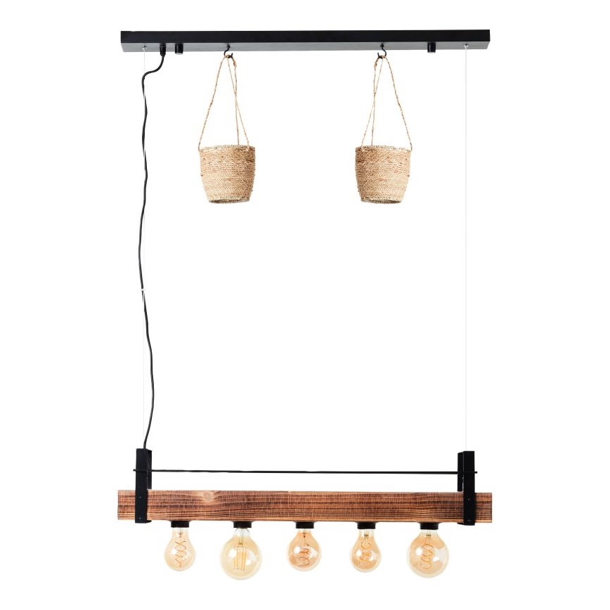 Brilliant - BANKWOOD cable pendant light 5xE27/28W/230V poplar