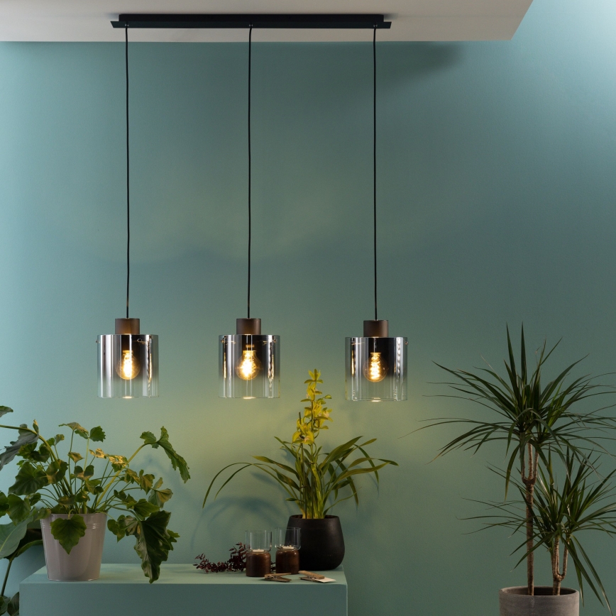 Brilliant - BETH cable pendant 3xE27/60W/230V black/smoked
