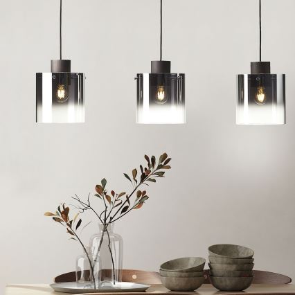 Brilliant - BETH cable pendant 3xE27/60W/230V black/smoked