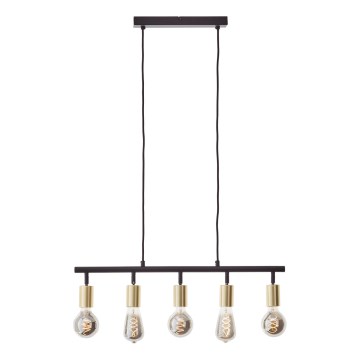 Brilliant - Cable-suspended 5-light chandelier, 5xE27/28W/230V, Black/Brass
