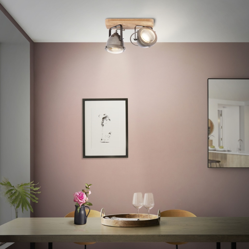 Brilliant - CARMEN WOOD Spotlight 2xGU10/5W/230V Eucalyptus