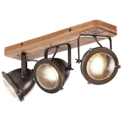 Brilliant - CARMEN WOOD Spotlight 3xGU10/5W/230V Brown