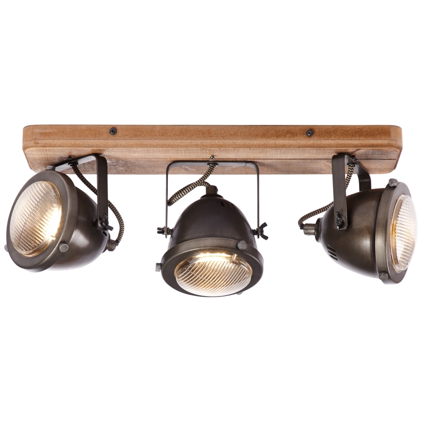 Brilliant - CARMEN WOOD Spotlight 3xGU10/5W/230V Brown