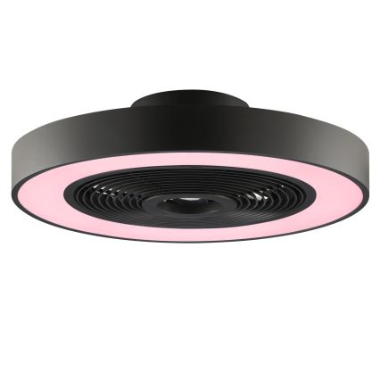 Brilliant - LED RGBW Dimmable ceiling light with fan CATANIA LED/37W/230V 2700-6500K Ø 48.6 cm black + remote control