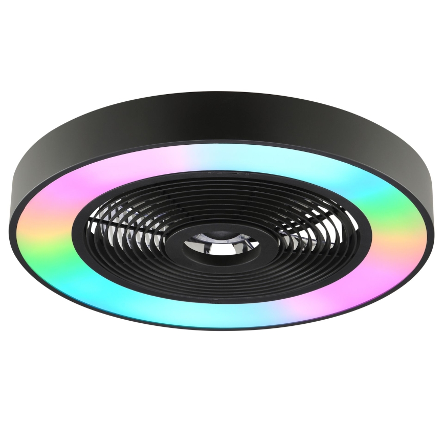Brilliant - LED RGBW Dimmable ceiling light with fan CATANIA LED/37W/230V 2700-6500K Ø 48.6 cm black + remote control