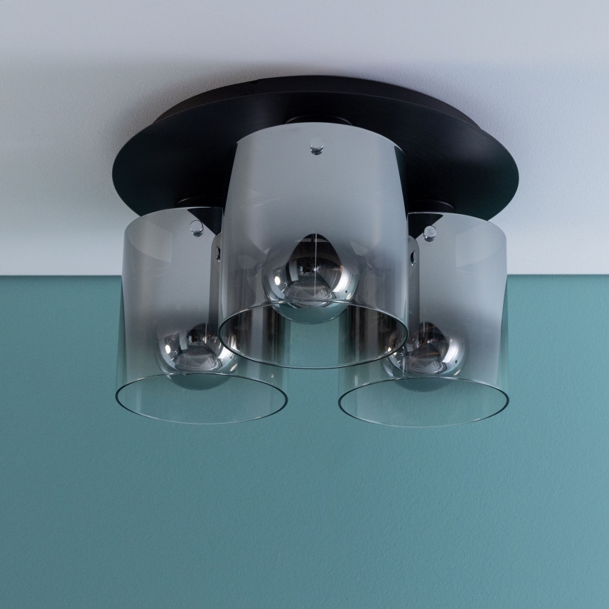 Brilliant - Ceiling Light BETH 3xE27/60W/230V Black/Smoked