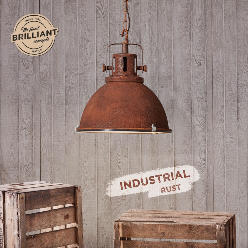 Brilliant - Chain-hung chandelier JESPER GLAS 1xE27/60W/230V copper finish