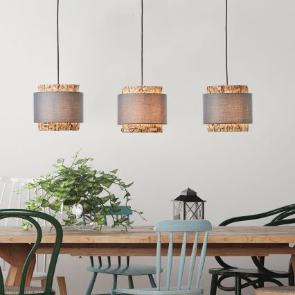 Brilliant - Chandelier on a string WATERLILLY 3xE27/60W/230V grey