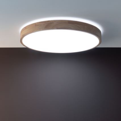 Brilliant - LED Dimmable Ceiling Light SLIMLINE LED/60W/230V 3000-6500K Ø 45 cm Rubberwood + Remote Control