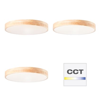 Brilliant - LED Dimmable Ceiling Light SLIMLINE LED/60W/230V 3000-6500K Ø 45 cm Rubberwood + Remote Control