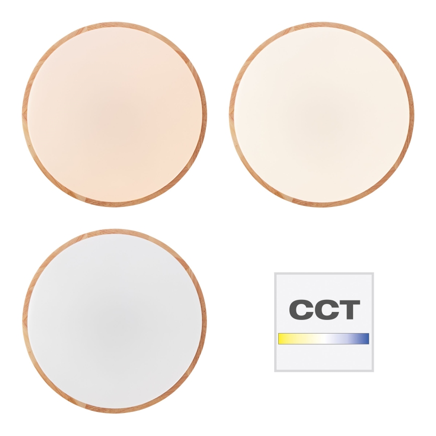 Brilliant - LED Dimmable Ceiling Light SLIMLINE LED/60W/230V 3000-6500K Ø 45 cm Rubberwood + Remote Control