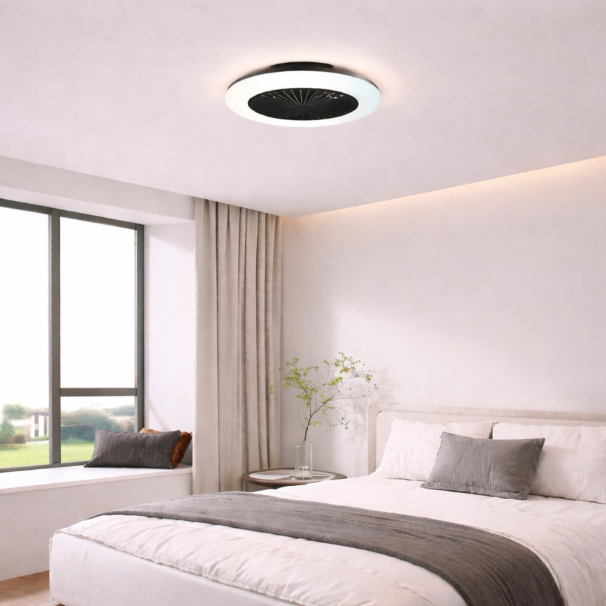 Brilliant - LED dimmable ceiling light with fan MONTERO LED/20W/230V 2700–6500K Ø 42 cm black + remote control