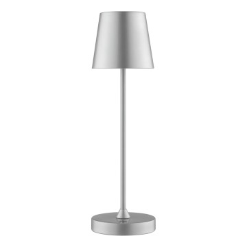 Brilliant - ELORA LED Dimmable Rechargeable Touch Outdoor Table Lamp, 2.5W/5V, 2700K, 2600 mAh, IP44, Silver