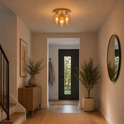 Brilliant - Flush-mounted chandelier LYSKA 3xE27/20W/230V Ø 31 cm cream/smoky beige