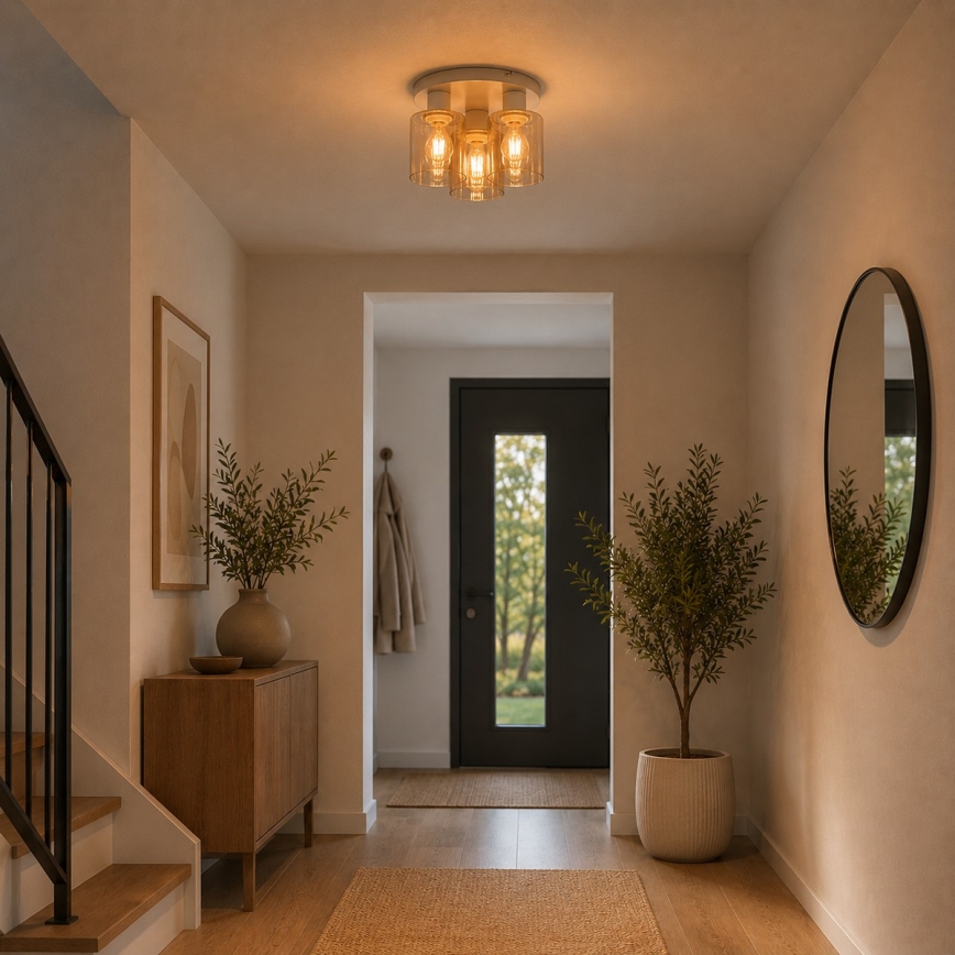 Brilliant - Flush-mounted chandelier LYSKA 3xE27/20W/230V Ø 31 cm cream/smoky beige
