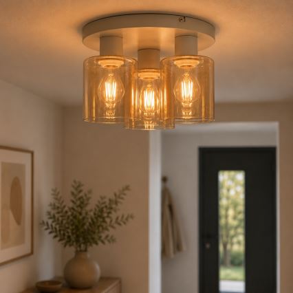 Brilliant - Flush-mounted chandelier LYSKA 3xE27/20W/230V Ø 31 cm cream/smoky beige