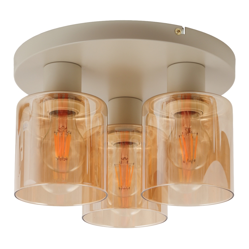 Brilliant - Flush-mounted chandelier LYSKA 3xE27/20W/230V Ø 31 cm cream/smoky beige